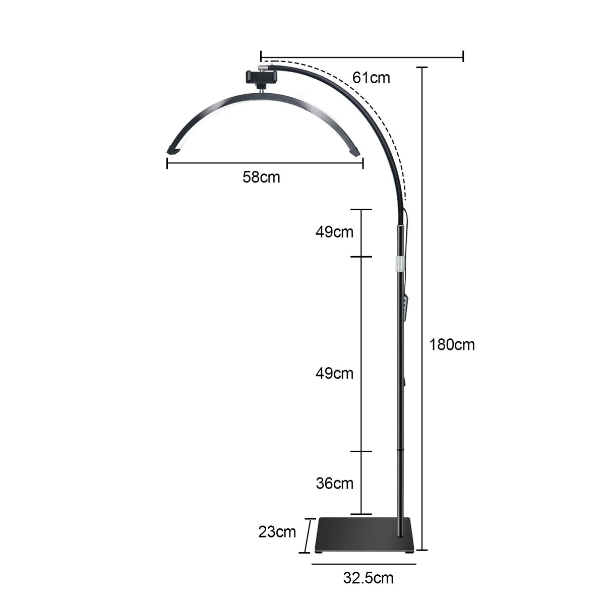 Luz de Relleno LED de Media Luna 3000K-6000K, Lámpara de Luna para Fotografía, Luz de Relleno para Extensiones de Pestañas, Lámparas de Pie de Belleza