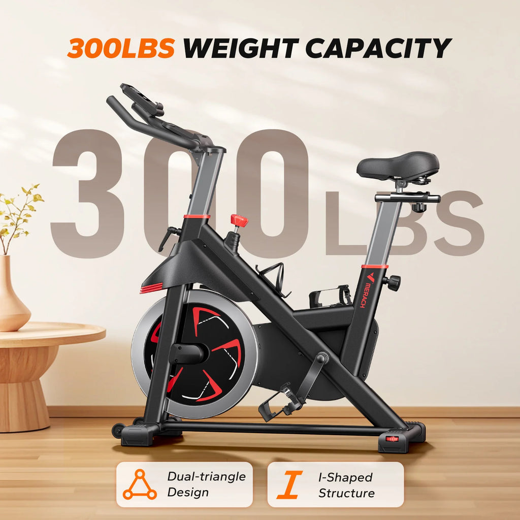 Bicicleta Estática Magnética MERACH, Capacidad de 350 Libras, Bajo Nivel de Ruido, Bicicleta de Ejercicio para Interiores, Resistente, para Gimnasio en Casa, con Aplicación Exclusiva de Entrenamiento, Asiento y Manilla