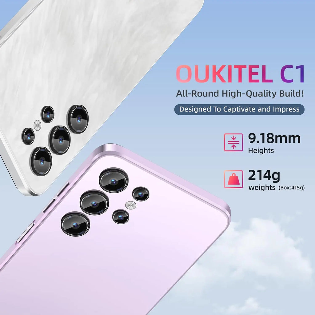 Teléfono celular OUKITEL C1 Android 15 desbloqueado, pantalla de gota de agua de 6.52'', 16GB+128GB (TF 1TB), batería de 5150mAh, cámara principal de 13MP y frontal de 5MP, teléfono móvil económico con doble SIM y desbl