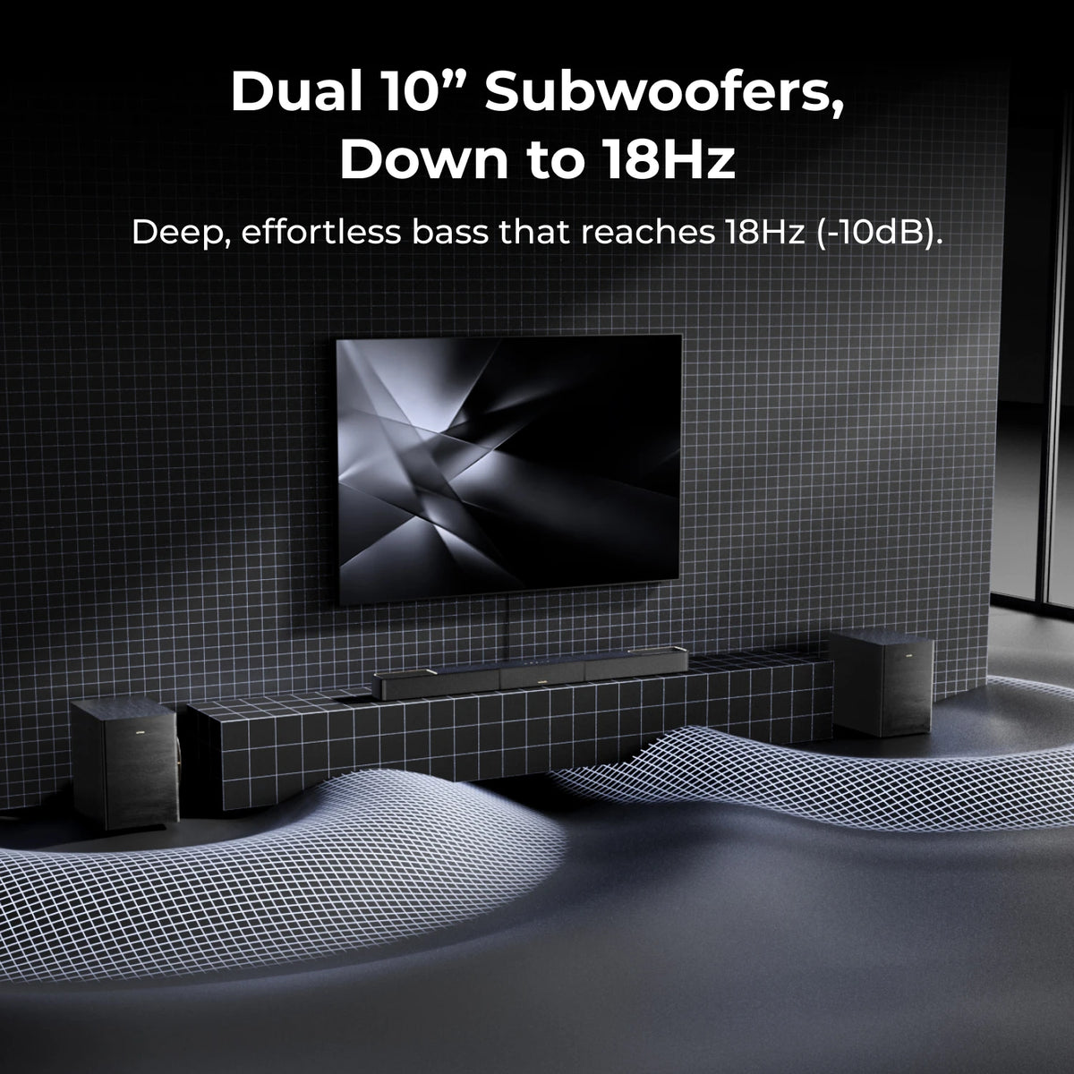 ULTIMEA Skywave X100 Dual Barra de Sonido con Sistema de Sonido Envolvente Inalámbrico 9.2.6 Ajustado por THX, Dolby Atmos y DTS:X, Doble Subwoofer de 10", 2000 W de Potencia Pico, Amplificador GaN y Paso de Señal 8K