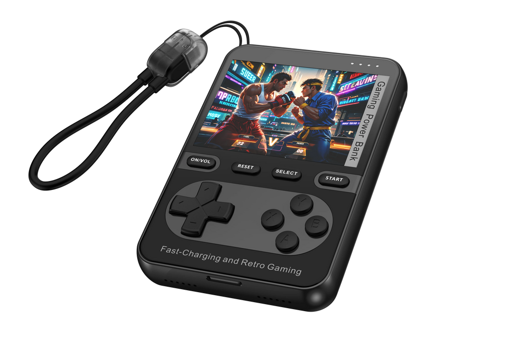 Consola de Videojuegos Retro 2 en 1 con Banco de Energía y Carga Rápida, Reproductor de Juegos Portátil de Mano