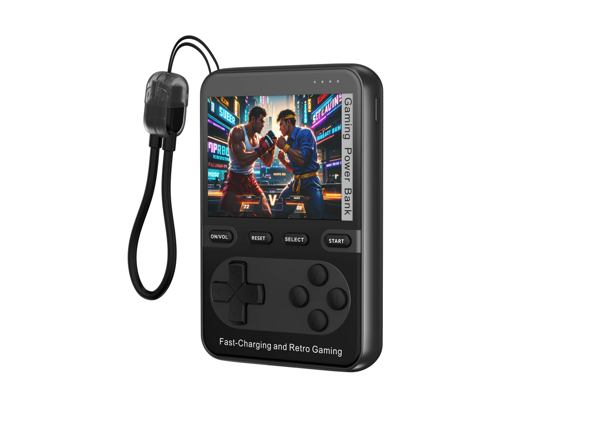 Consola de Videojuegos Retro 2 en 1 con Banco de Energía y Carga Rápida, Reproductor de Juegos Portátil de Mano