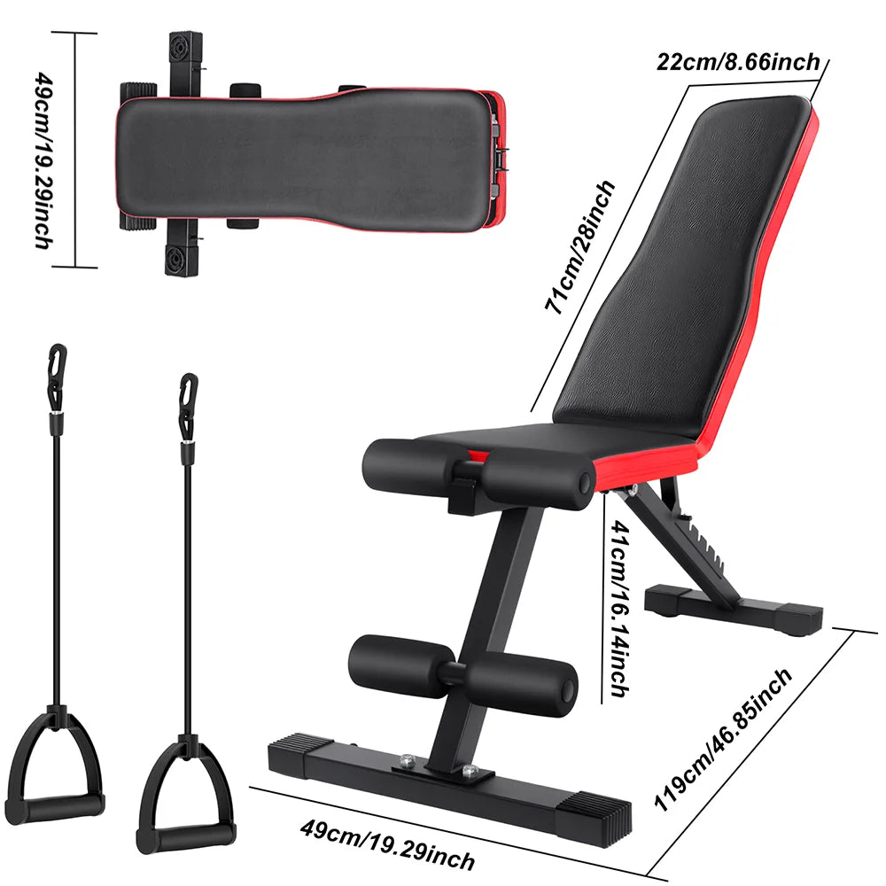 Banco de Pesas Plegable Ajustable, Banco para Mancuernas, Banco de Fitness Plegable de Alta Resistencia para Gimnasio en Casa, Capacidad de Carga de 300 kg
