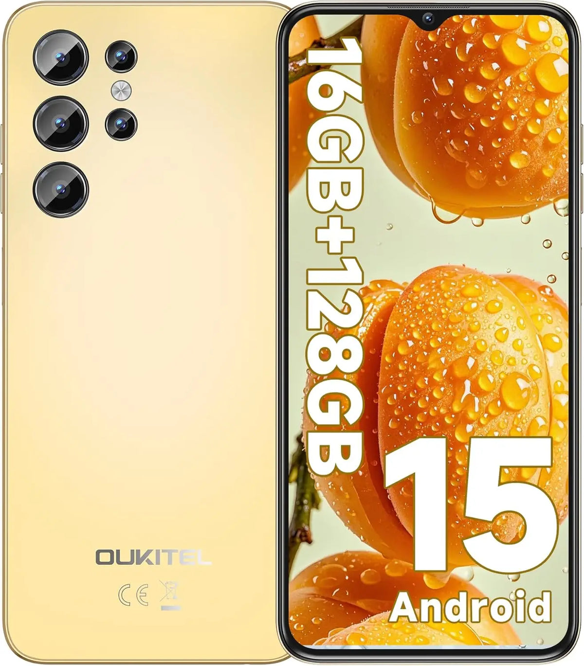 Teléfono celular OUKITEL C1 Android 15 desbloqueado 2025-16 GB + 128 GB (TF 1 TB), pantalla Waterdrop de 6,52'', batería de 5150 mAh, cámara de 13 MP