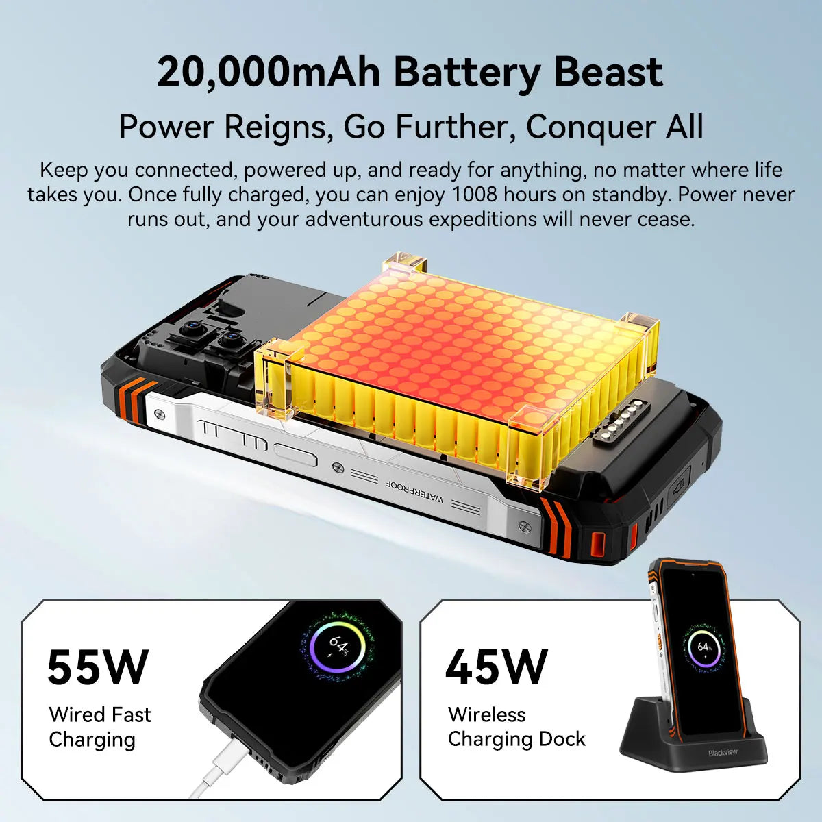 Teléfono móvil ultrarresistente Blackview XPLORE 1 Pro 5G con cámara térmica, pantalla principal de 6,78" a 120 Hz, pantalla secundaria de 2,01", batería de 20 000 mAh y linterna de 170 LM