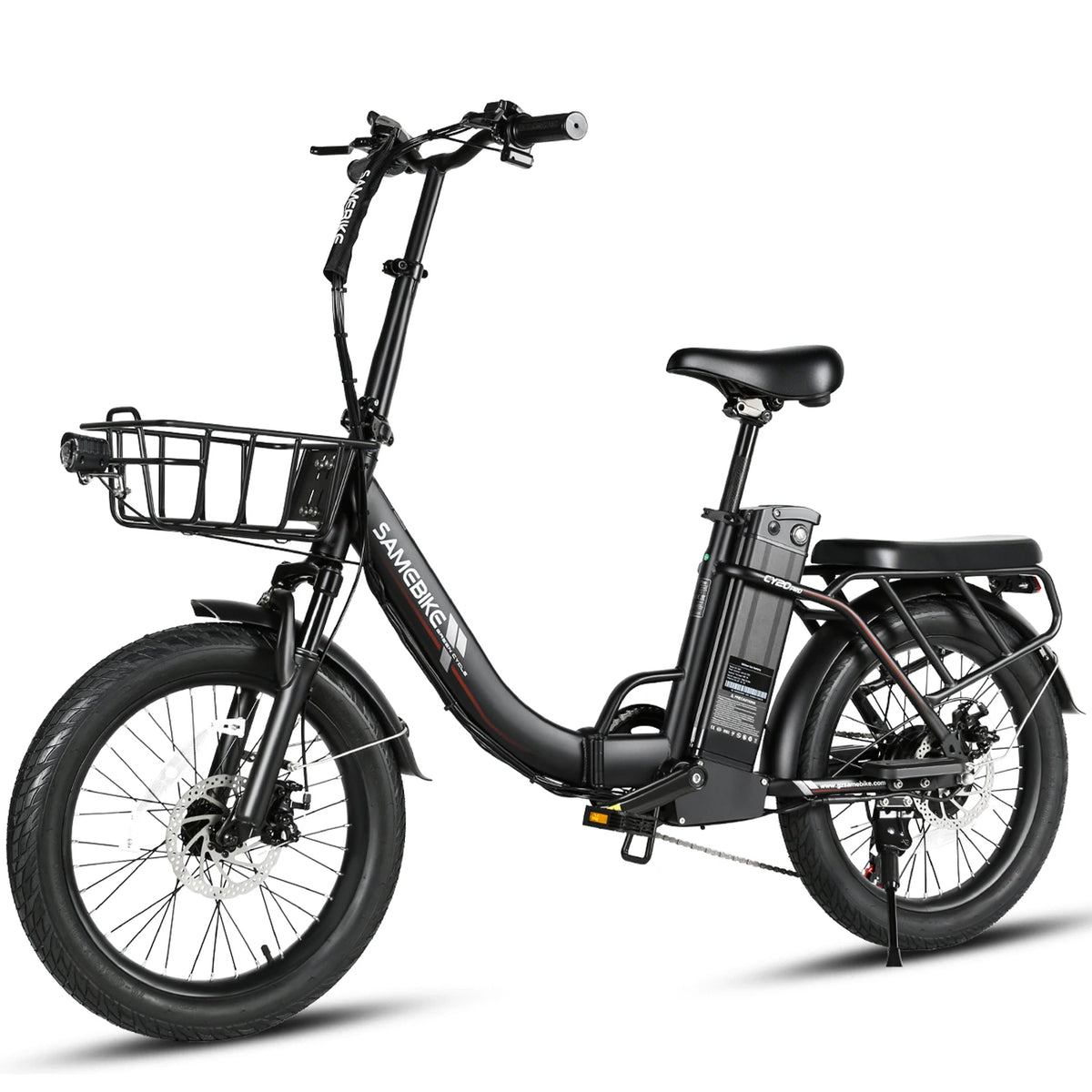 SAMEBIKE CY20 Pro 20-inch Fat-Tire Folding Electric Bicycle | 48V 13A Detachable Battery | Peak 50N·m Hub Motor | All-Terrain Commuting and Off-Road Dual-Purpose | Cargo-Capable Portable E-Bike, Adult Electric Bicycle