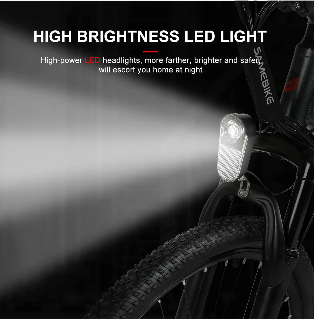 Bicicleta eléctrica para adultos SAMEBIKE SY26-II, 26 pulgadas, 36V 13Ah 250W, autonomía de 90KM, freno de disco, suspensión delantera