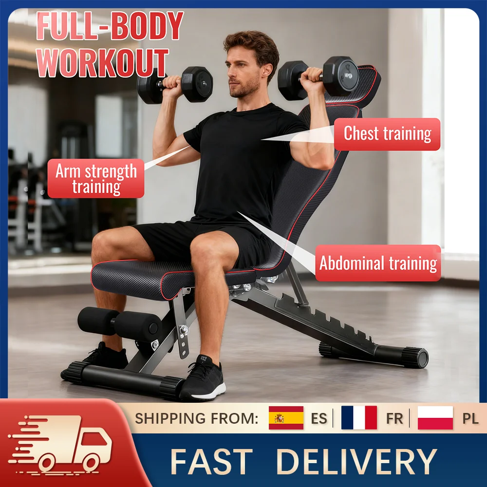 Banco de Pesas Plegable Ajustable, Banco para Mancuernas, Banco de Fitness Plegable de Alta Resistencia para Gimnasio en Casa, Capacidad de Carga de 300 kg
