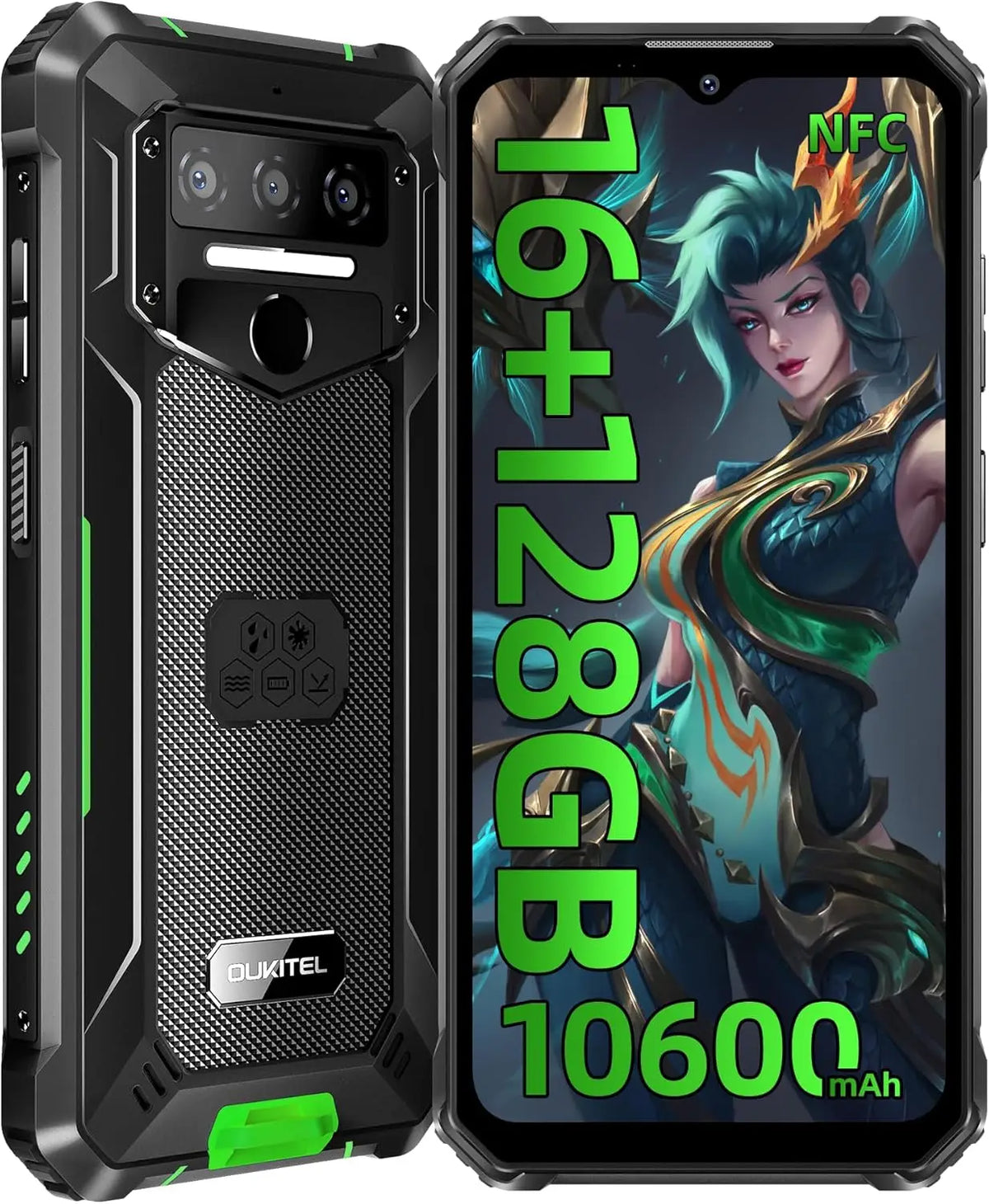Teléfono resistente OUKITEL WP23 Plus desbloqueado, batería de 10600 mAh, 16 GB RAM + 128 GB/256 GB ROM, teléfono celular, pantalla de 6.52'', smartphone resistente, 13 MP