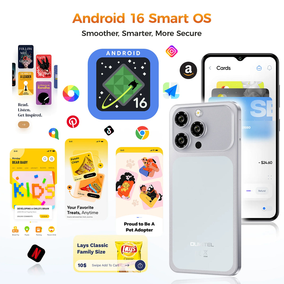 OUKITEL C17, teléfono móvil desbloqueado, Android 16, pantalla de 6,52 pulgadas, 12 GB de RAM (3+9) y 32 GB/64 GB de ROM, batería de 5000 mAh, cámara de 13 MP.