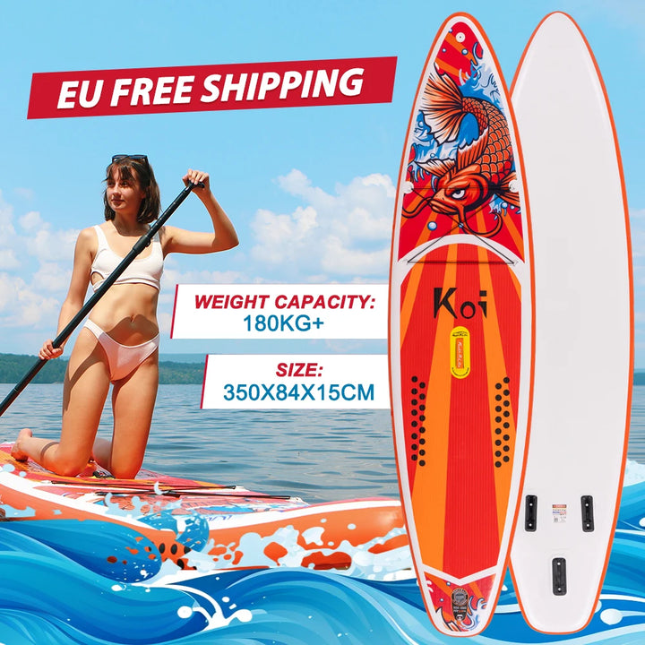Tabla de Paddle Surf Inflable FunWater SUPFR01E 320cm-350cm, Tabla de Surf Completa con Accesorios, Remo Ajustable, Bomba, Mochila de Viaje ISUP, Correa, Bolsa Impermeable, Tabla de Paddle para Adultos