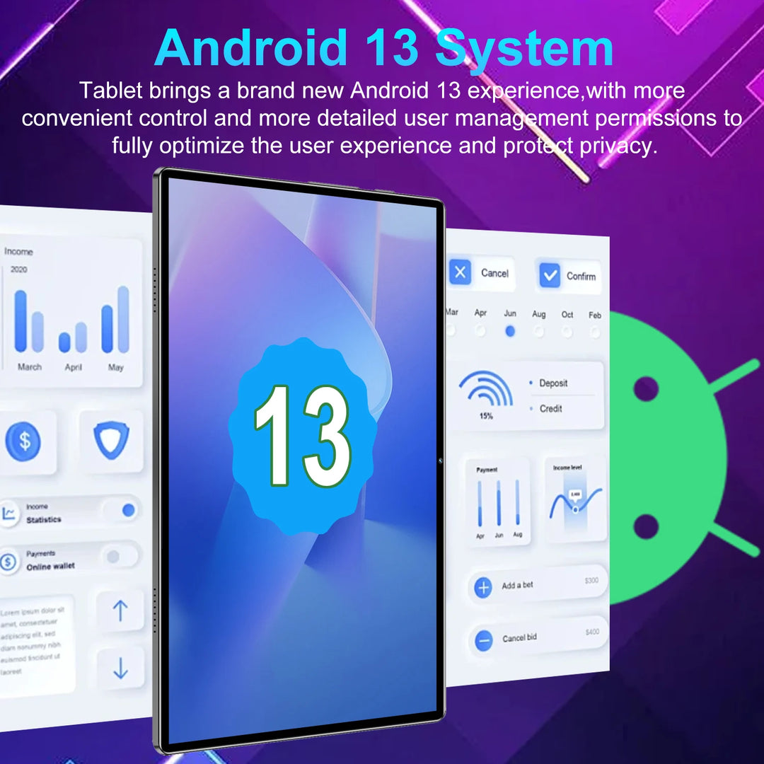 Nueva Tablet 5G WiFi Android 13 2026, 10 Núcleos, 16GB de RAM, 1TB de ROM, Batería de Gran Capacidad de 20000mAh, Cámara Dual de 16MP+32MP, Tablet Ligera para Niños, Aprendizaje, Juegos para Adultos, Viajes, Regalo de Vac