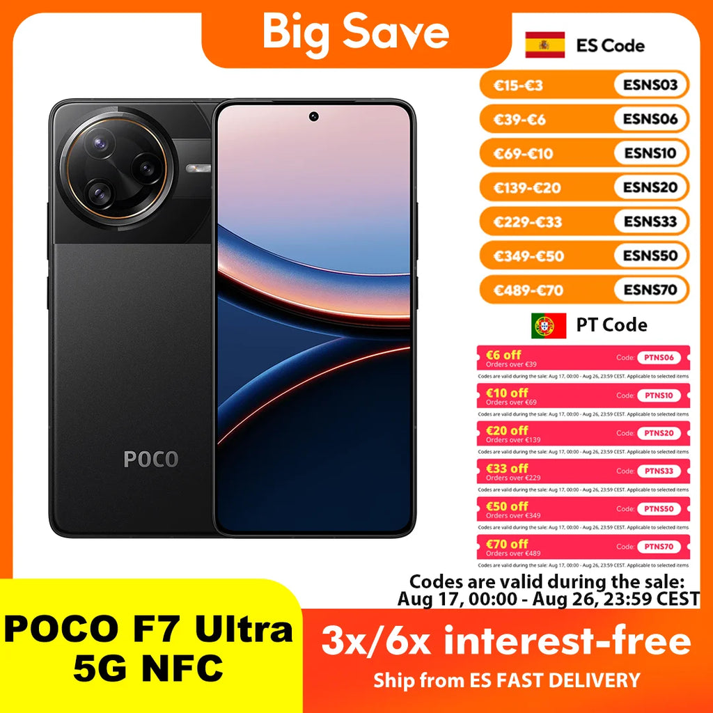 Smartphone POCO F7 Ultra 5G NFC 12GB/256GB Versión Global, procesador Snapdragon 8 Elite, cámara OIS de 50 MP, pantalla AMOLED de 6,67"
