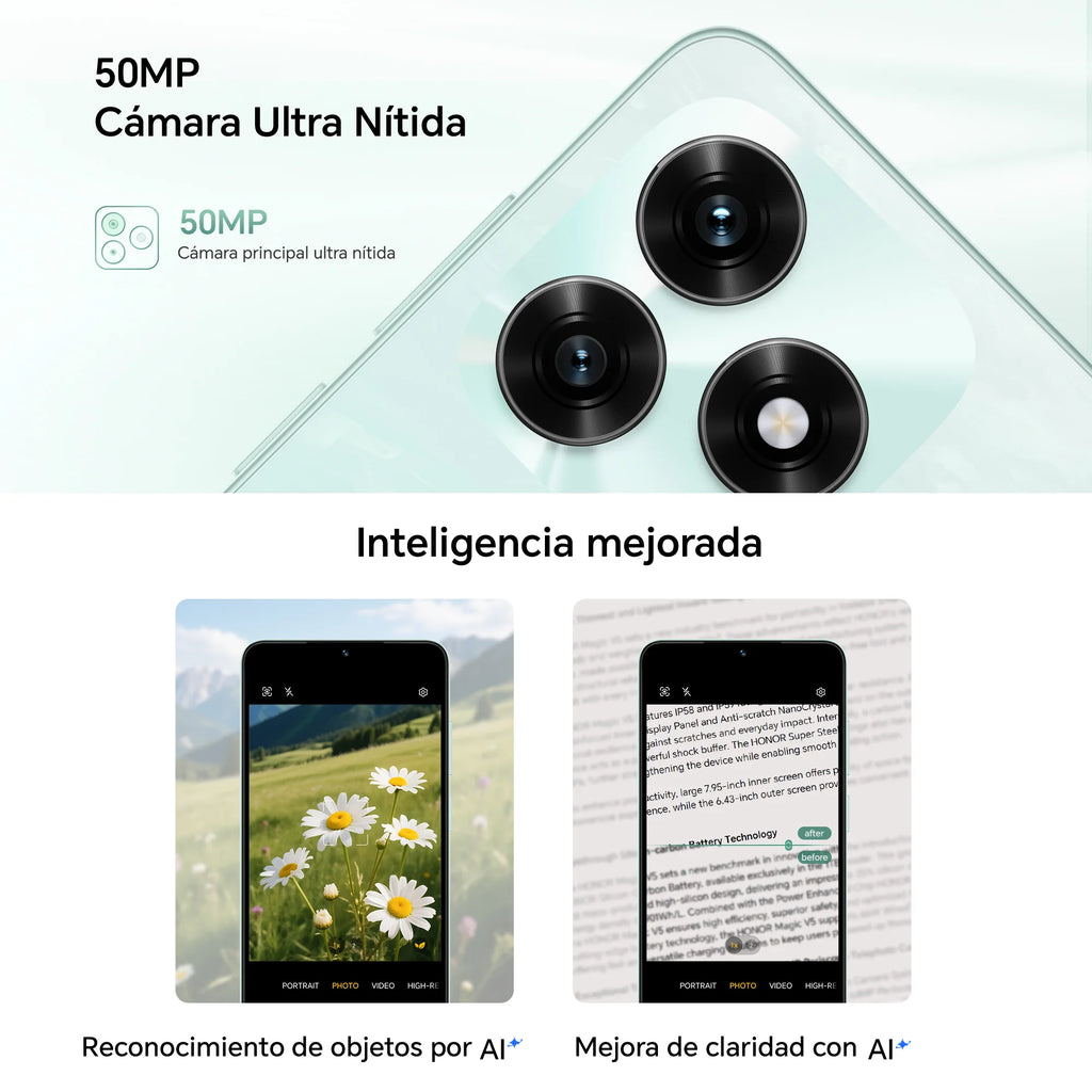 HONOR X5c Plus, Smartphone 4G, Dual SIM, Pantalla brillante y dinámica de 6.74" a 90Hz, Batería de larga duración de 5260mAh, Cámara ultra nítida de 50MP, Android 15