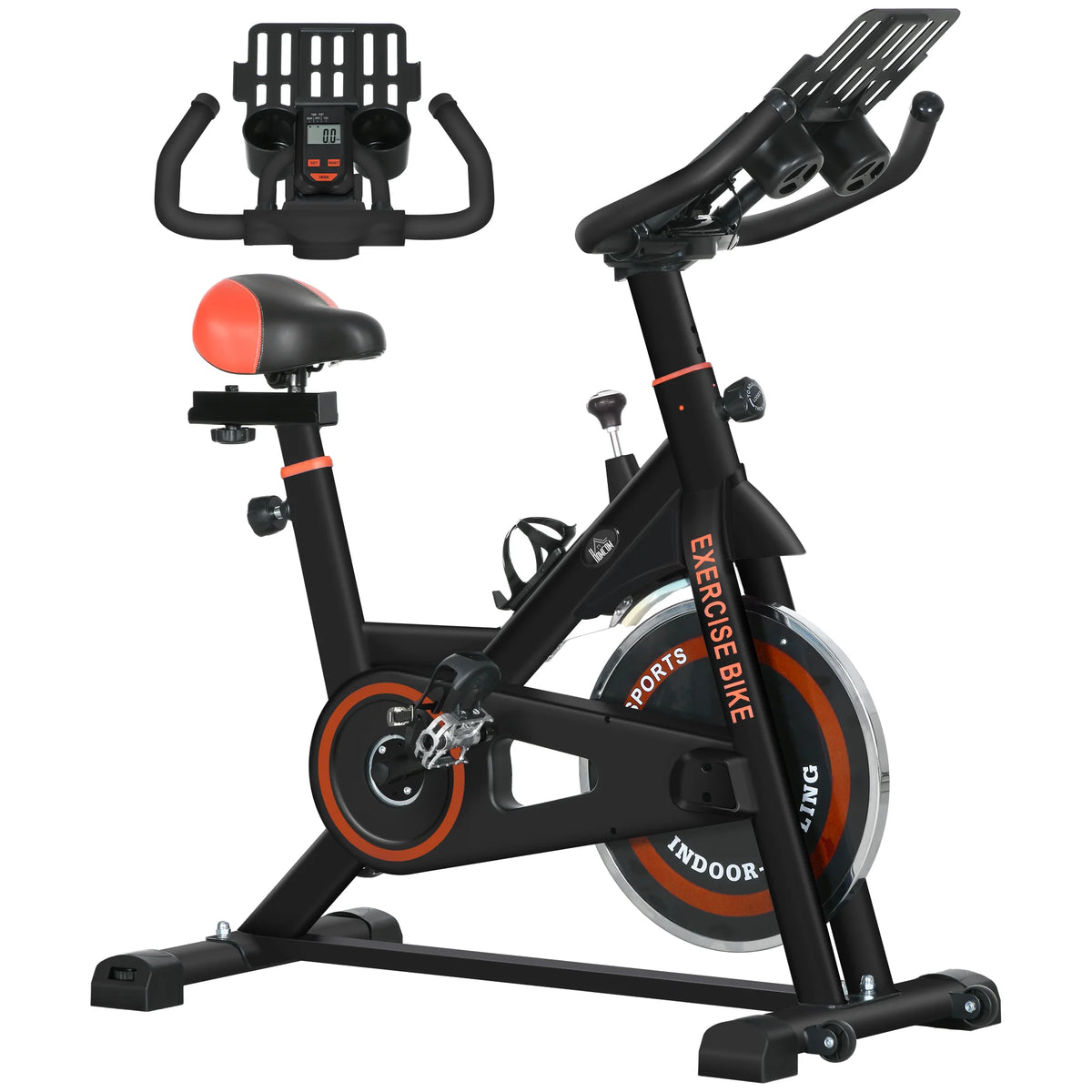 Bicicleta de ejercicio, bicicleta estacionaria con volante de inercia de 8 kg, máquina de ciclismo indoor con resistencia ajustable, asiento y manillar.