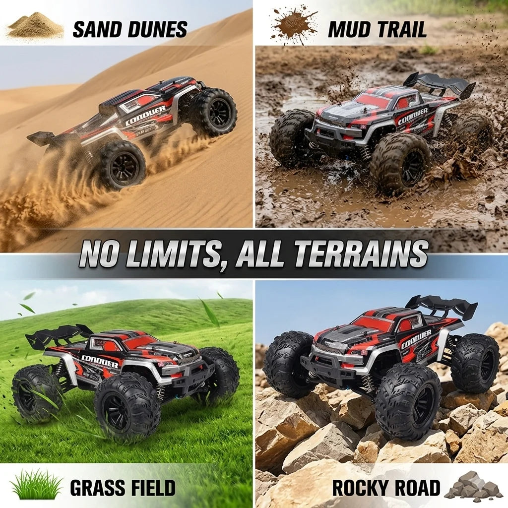 1:16 Scale RC Car 50KM/H High Speed 4WD Off-Road Monster Truck IPX4 Waterproof 2.4GHz Remote Control Hobby Grade Vehicle for Adults Kids All Terrain Racing