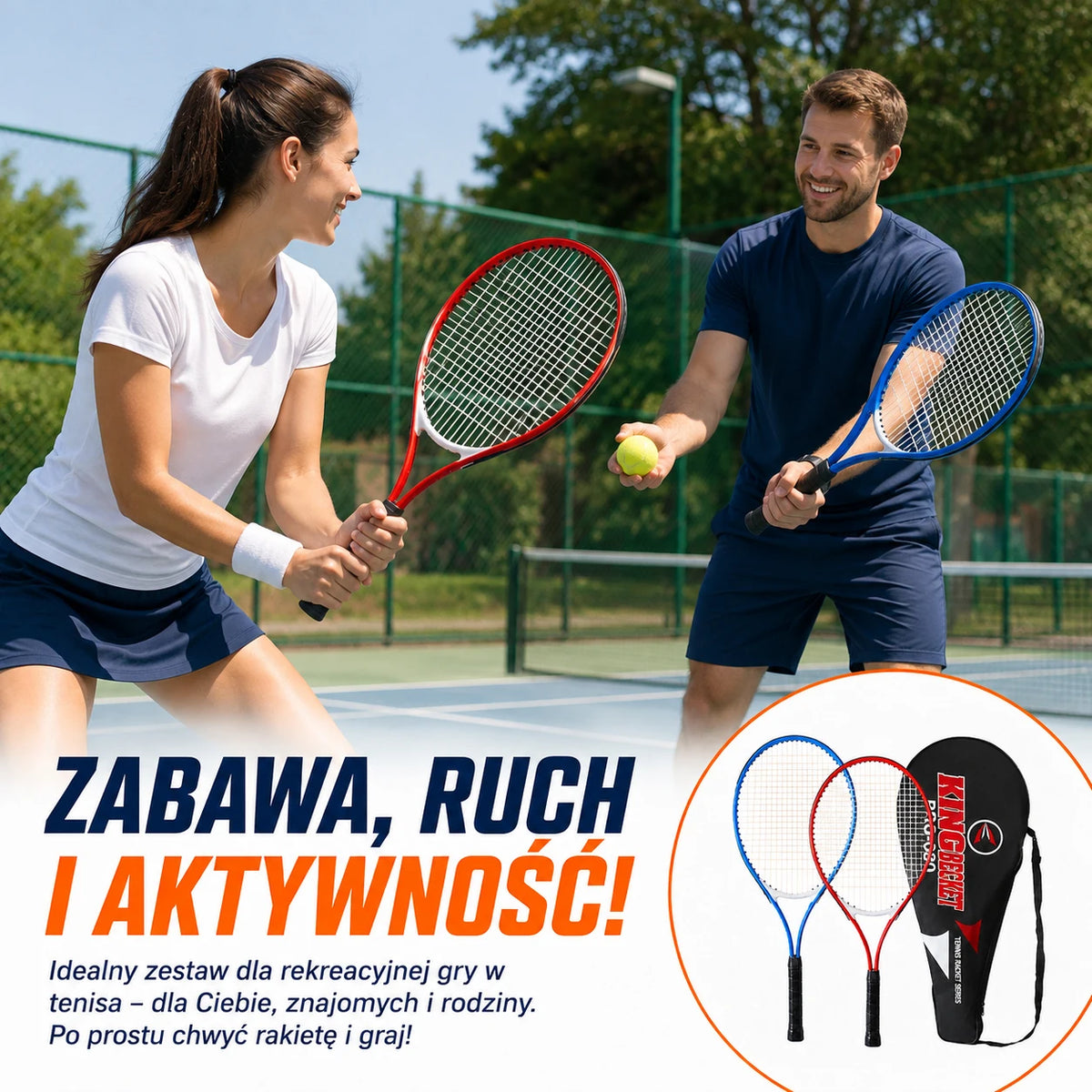 Juego de 2 Raquetas de Tenis con Funda, Raquetas de Pádel para Entrenamiento y Juego Recreativo, Agarre Cómodo