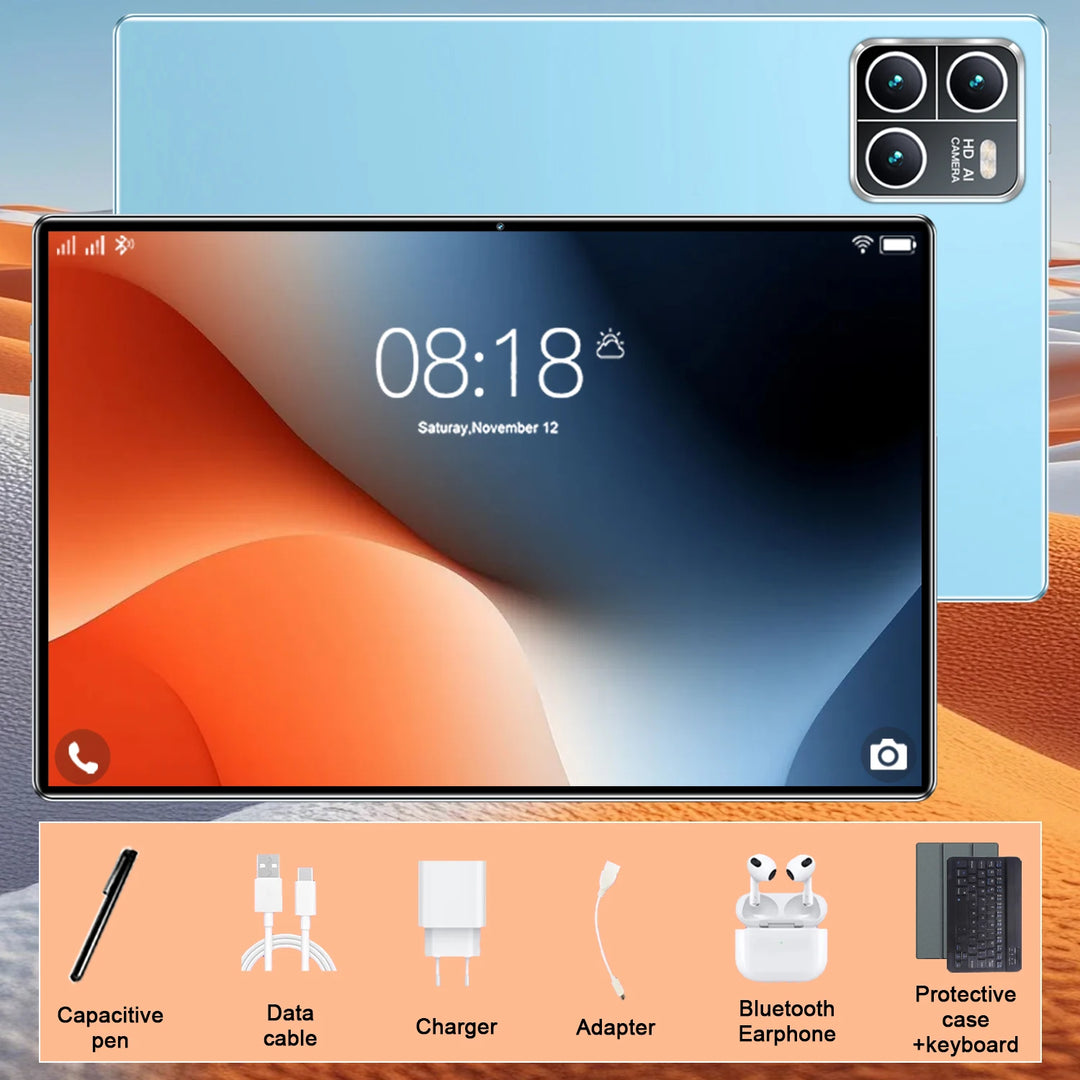 Tableta inteligente de alta gama 2026, pantalla HD de 10.36", Android 13, 14 núcleos, 16 GB de RAM, 1 TB de almacenamiento, 20000 mAh, 5G, doble SIM, Wi-Fi, GPS, doble HD, cámaras de 16 MP + 32 MP para aplicaciones multi-es