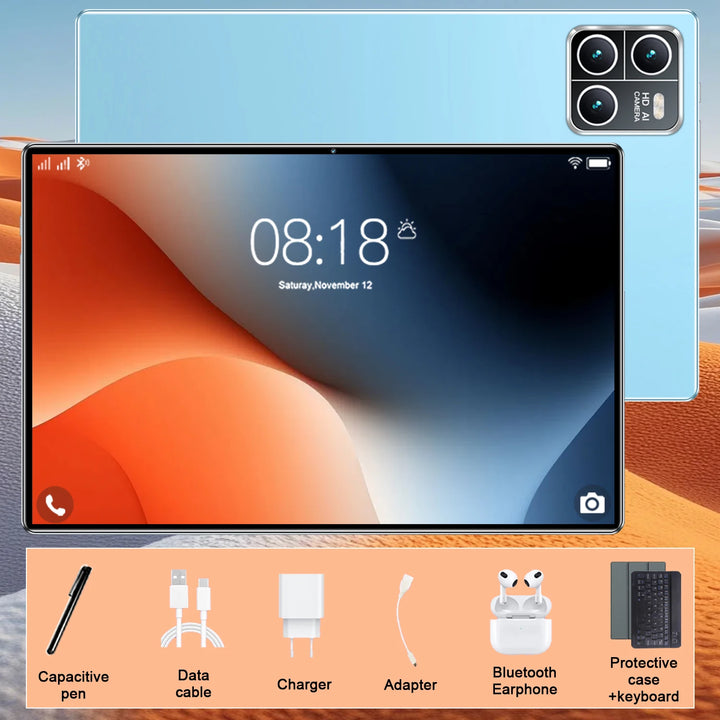 Tableta inteligente de alta gama 2026, pantalla HD de 10.36", Android 13, 14 núcleos, 16 GB de RAM, 1 TB de almacenamiento, 20000 mAh, 5G, doble SIM, Wi-Fi, GPS, doble HD, cámaras de 16 MP + 32 MP para aplicaciones multi-es