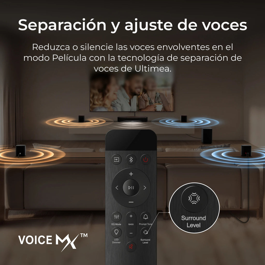 ULTIMEA 350W Sistema de Barra de Sonido 7.1ch para TV con Subwoofer y 4 Altavoces Envolventes, Sonido Envolvente de Cine en Casa, Control por App, HDMI ARC
