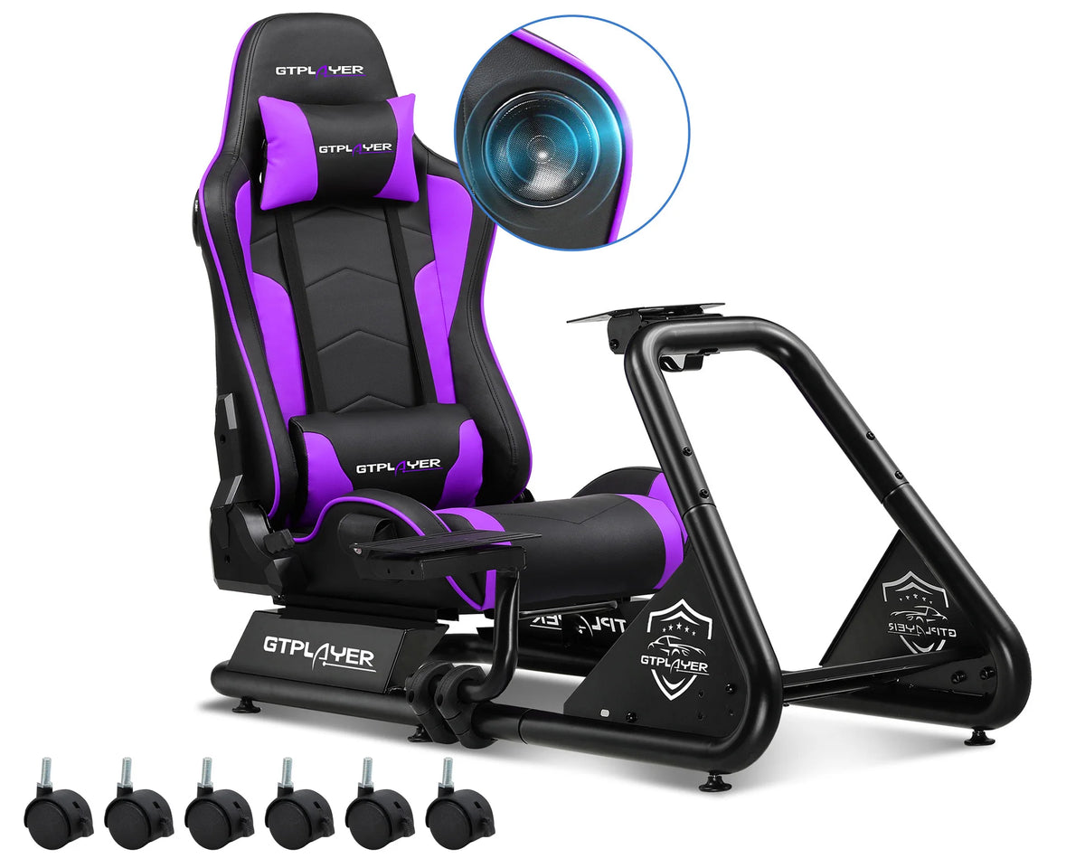 Cabina de simulación Gtplayer, cabina de simulación de carreras, soporte para volante de simulador de carreras con altavoces, soporte para volante y pedales