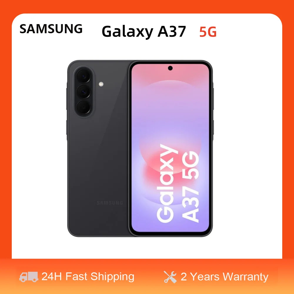 Smartphone Samsung Galaxy A37 5G, pantalla Super AMOLED de 6.7", tasa de refresco de 120Hz, cámara trasera de 50MP, batería de 5000mAh, carga rápida de 45W, resistencia al agua IP68, funciones de IA