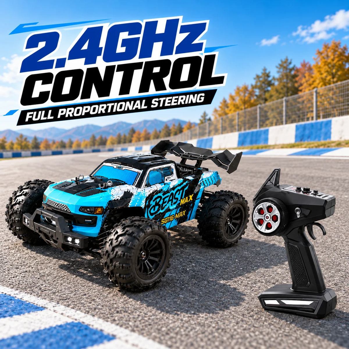 ZNLYRION SG116MAX PRO, Auto RC 4WD 1:16, Sin Escobillas, 80KM/H, Alta Velocidad, Todoterreno, Monster Truck, Control Remoto 2.4GHz, con Luz LED, para Niños y Adultos