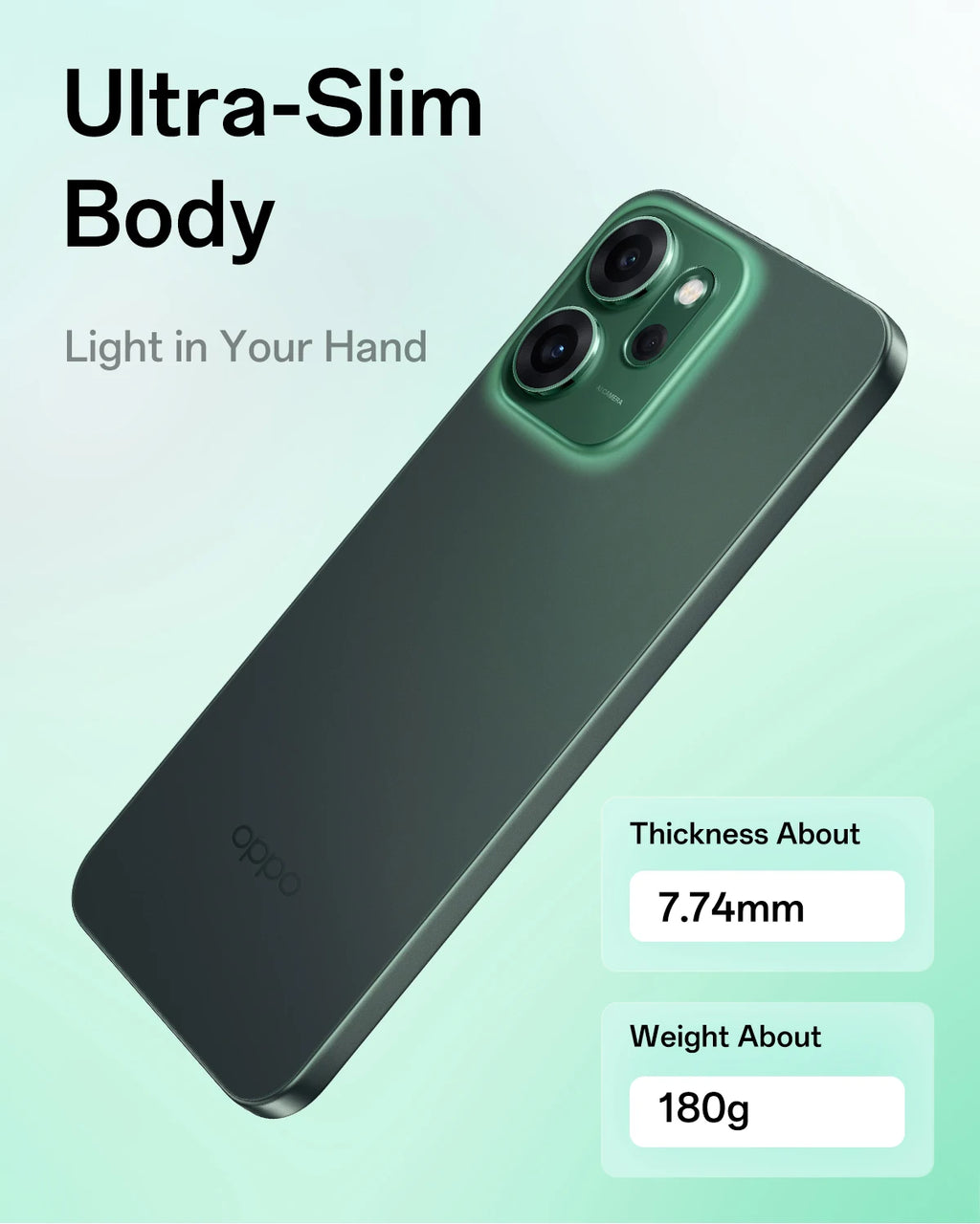 OPPO Reno14 F 5G 8 + 256GB, teléfono inteligente Android sin IA, pantalla AMOLED de 6,57", cámara con IA de 50 + 32MP, batería mAh, resistencia al agua IP69, (cargador no incluido)