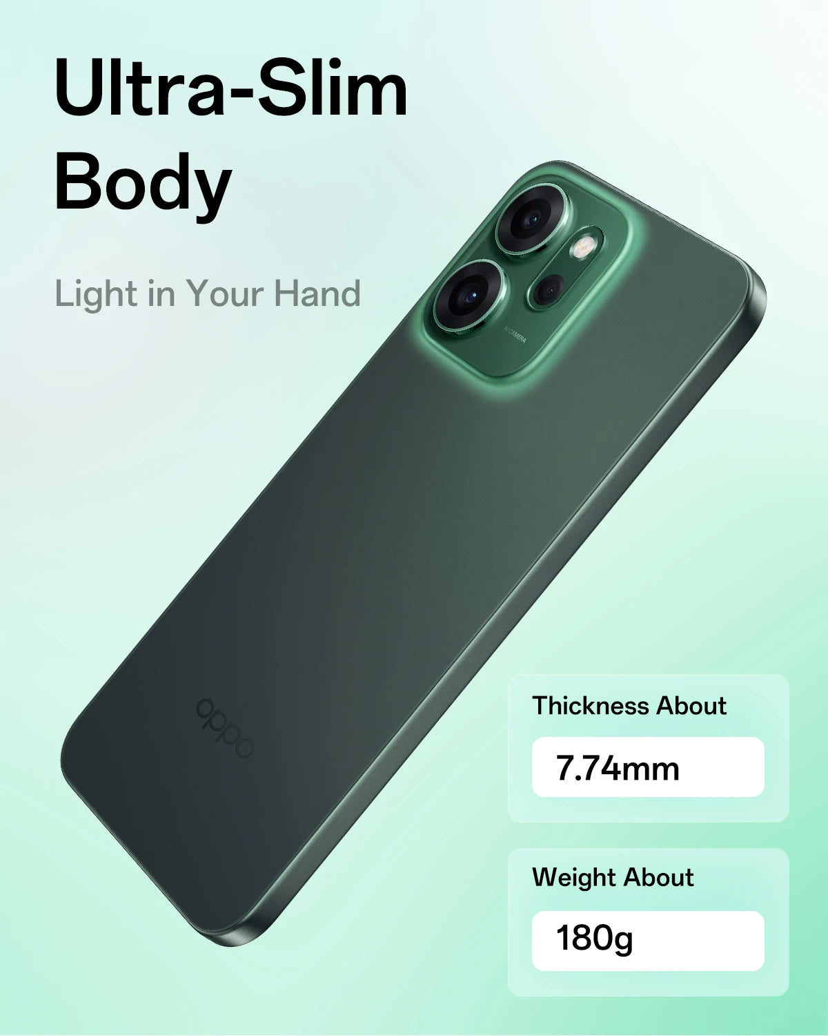 OPPO Reno14 F 5G 8 + 256GB, teléfono inteligente Android sin IA, pantalla AMOLED de 6,57", cámara con IA de 50 + 32MP, batería mAh, resistencia al agua IP69, (cargador no incluido)