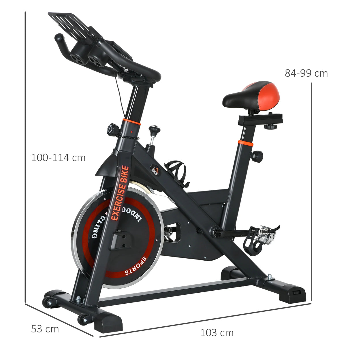 Bicicleta de ejercicio, bicicleta estacionaria con volante de inercia de 8 kg, máquina de ciclismo indoor con resistencia ajustable, asiento y manillar.