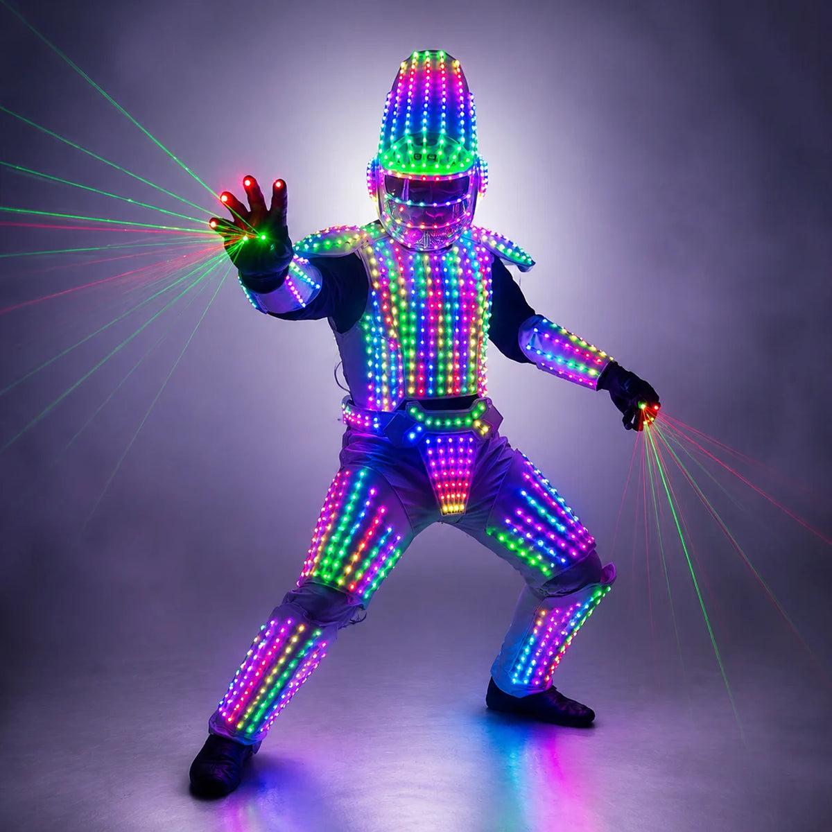 Disfraz de robot LED luminoso para hombre, traje de bailarín Gogo, atuendo de escenario con luces para fiesta