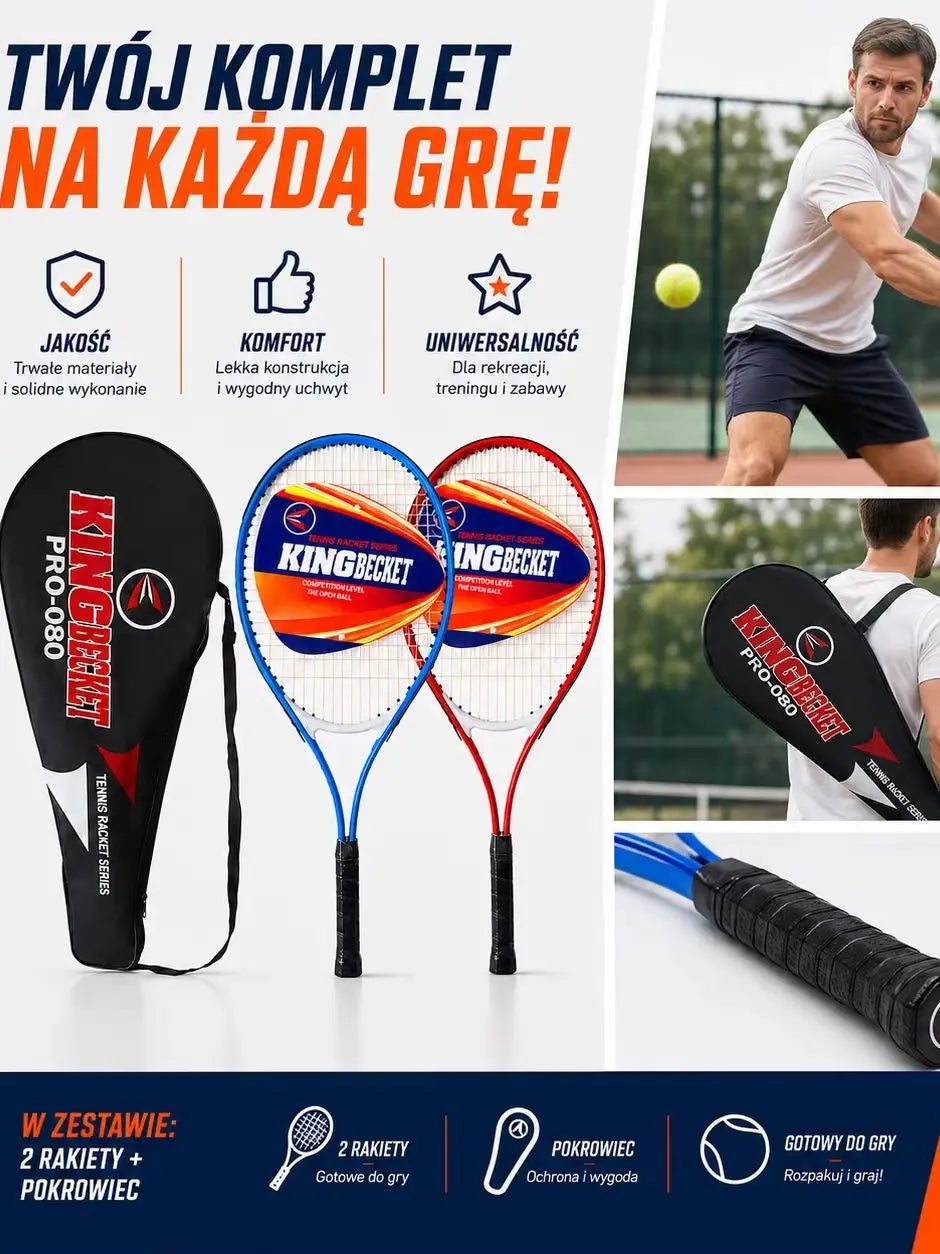 Juego de 2 Raquetas de Tenis con Funda, Raquetas de Pádel para Entrenamiento y Juego Recreativo, Agarre Cómodo