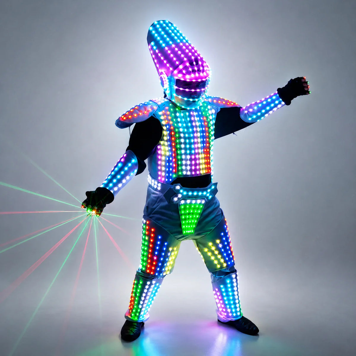 Disfraz de robot LED luminoso para hombre, traje de bailarín Gogo, atuendo de escenario con luces para fiesta