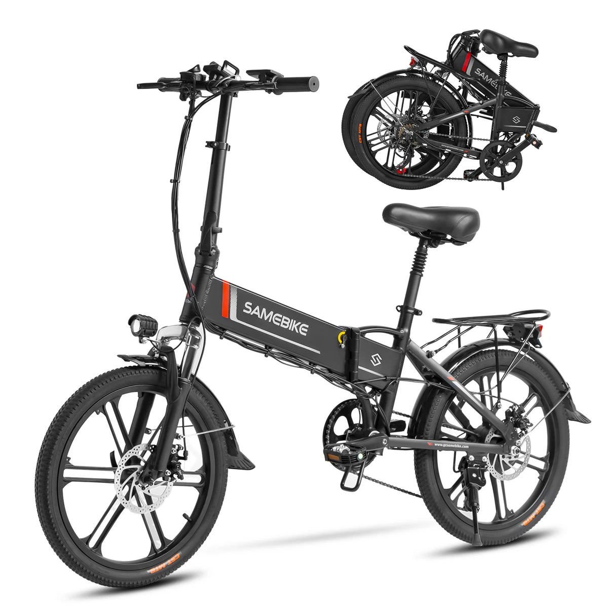 SAMEBIKE 20LVXD30-II Folding Electric Bike, 20 Inch Tire, 250W Brushless Motor, 48V 10Ah Battery, 25km/h Speed Limit, with Phone Holder, Portable E Bicycle for Adult Daily Commuting & Outdoor Trip