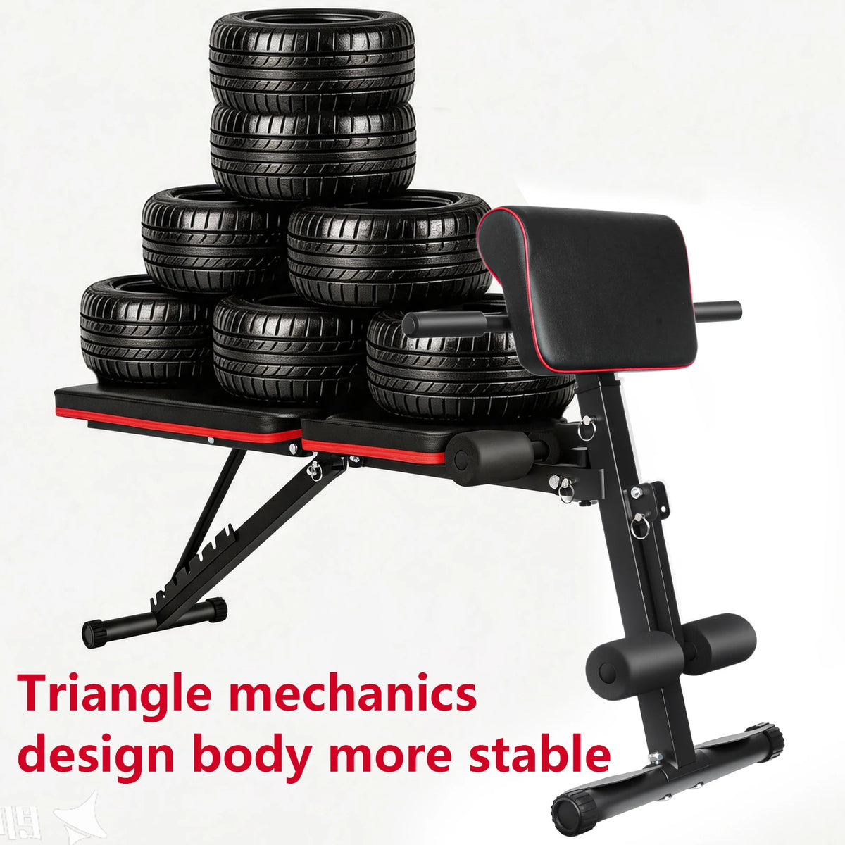 Banco de Pesas Plegable Multifuncional 6 en 1, Banco de Ejercicios con Respaldo Ajustable en 7 Posiciones y Cuerdas de Resistencia para Entrenamiento de Cuerpo Completo en Casa