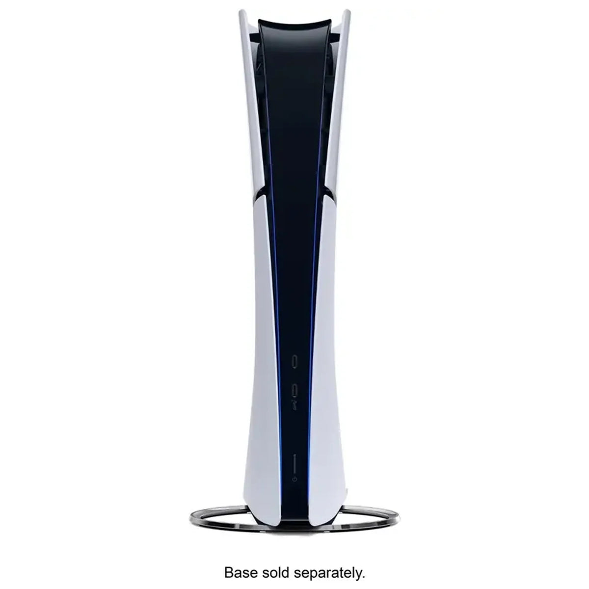 Consola PlayStation 5 Slim en posición vertical blanca con base