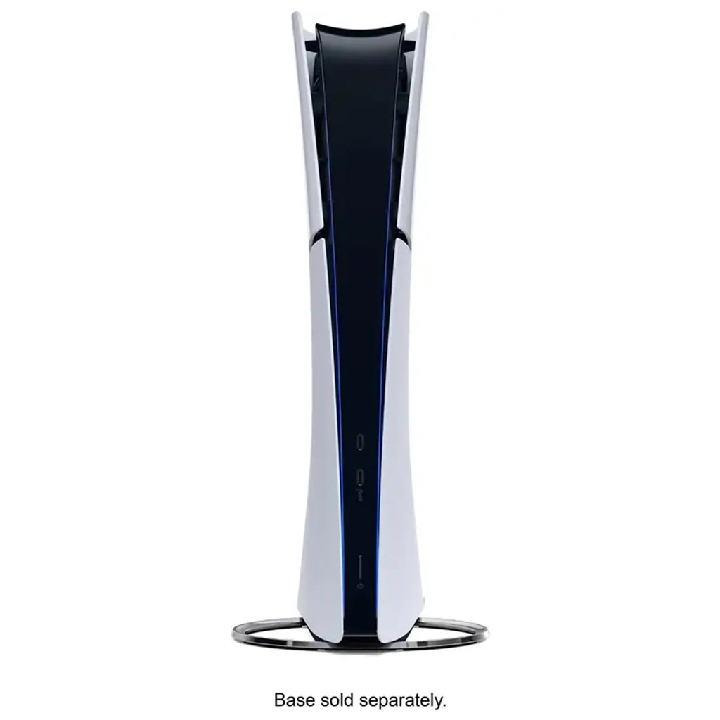 Consola PlayStation 5 Slim Digital blanca vertical con base circular