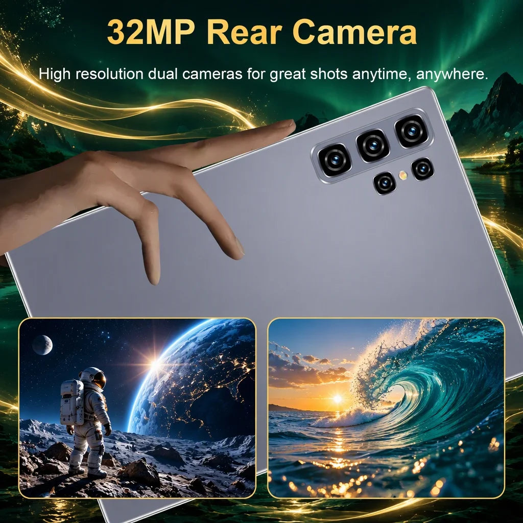Tableta Android 13 con pantalla de 10.36 pulgadas, procesador de cuatro núcleos, 16 GB de RAM + 1 TB de almacenamiento, batería de 20000 mAh, cámaras frontal de 16 MP y trasera de 32 MP, compatible con SIM y Wi-Fi