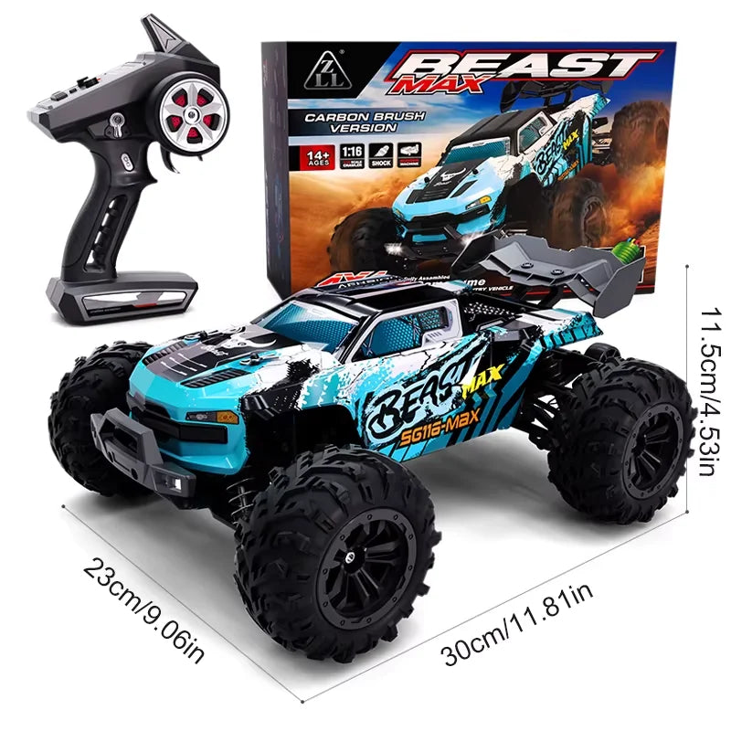 ZNLYRION SG116MAX PRO, Auto RC 4WD 1:16, Sin Escobillas, 80KM/H, Alta Velocidad, Todoterreno, Monster Truck, Control Remoto 2.4GHz, con Luz LED, para Niños y Adultos
