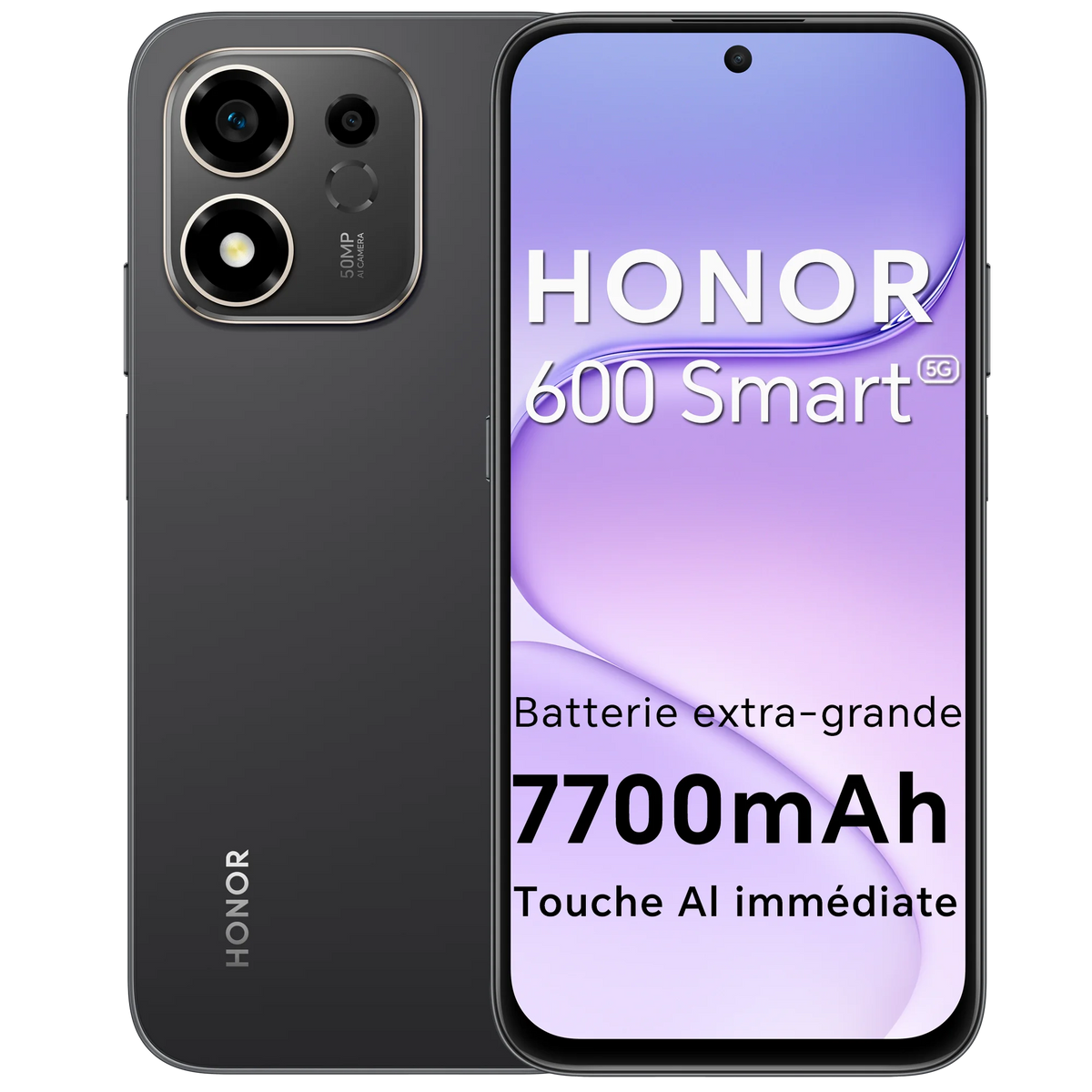 Smartphone HONOR 600 Smart 5G, batería de 7700 mAh, carga rápida SuperCharge de 45 W, procesador Snapdragon 4 Gen4, MagicOS 10, pantalla de 6,87 pulgadas, cámara trasera de 50 megapíxeles