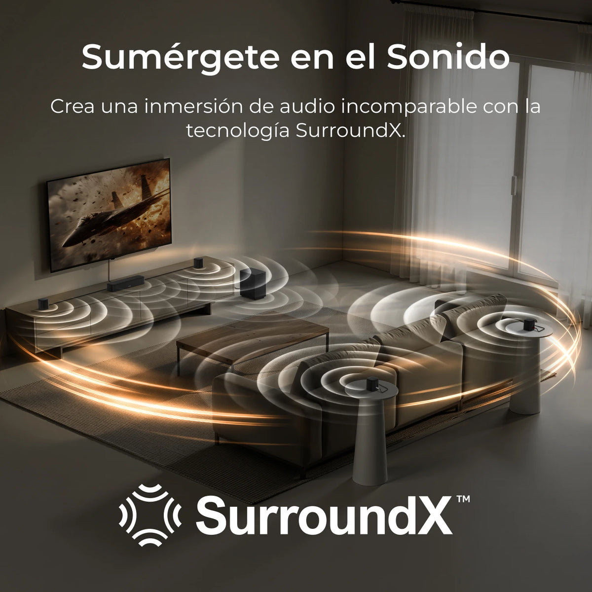 ULTIMEA 350W Sistema de Barra de Sonido 7.1ch para TV con Subwoofer y 4 Altavoces Envolventes, Sonido Envolvente de Cine en Casa, Control por App, HDMI ARC