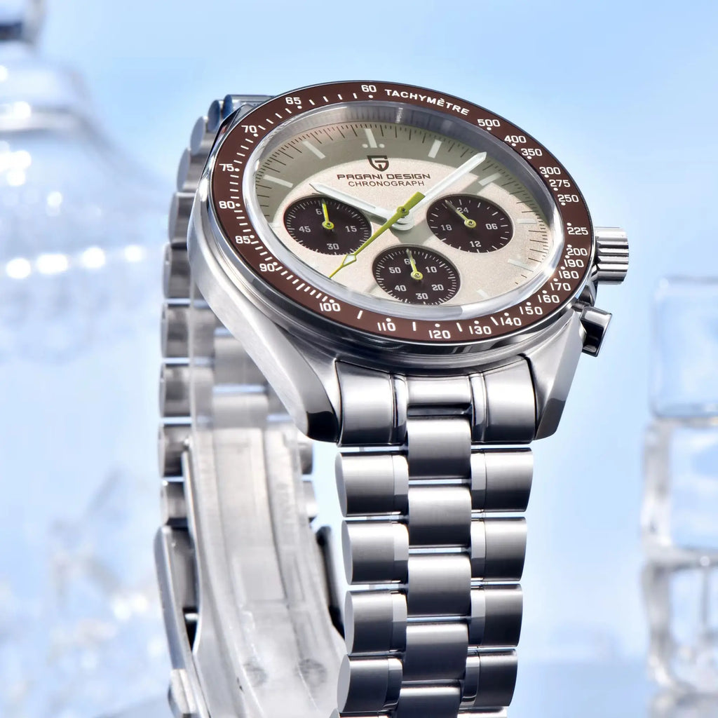 Reloj de cuarzo de lujo PAGANI DESIGN Planetary Series Saturn Light Tan para hombre, modelo 2026, cronógrafo deportivo Speed, cristal de zafiro AR, envío local en la UE