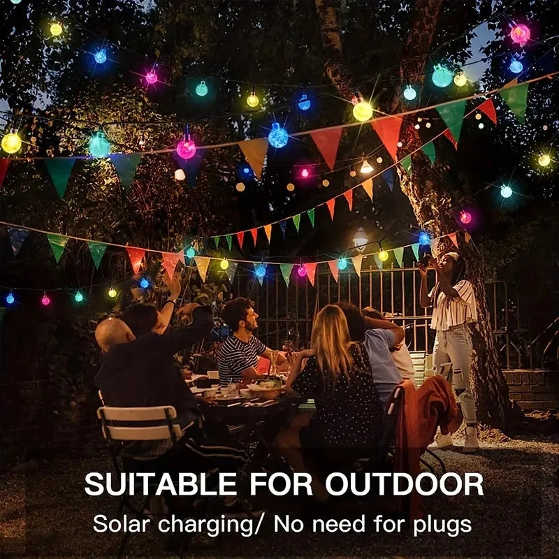Guirnalda de luces solares de bolas de burbujas impermeables de 5m/6.5m, luces de cadena de bolas de cristal para exteriores, decoración de fiestas y jardines
