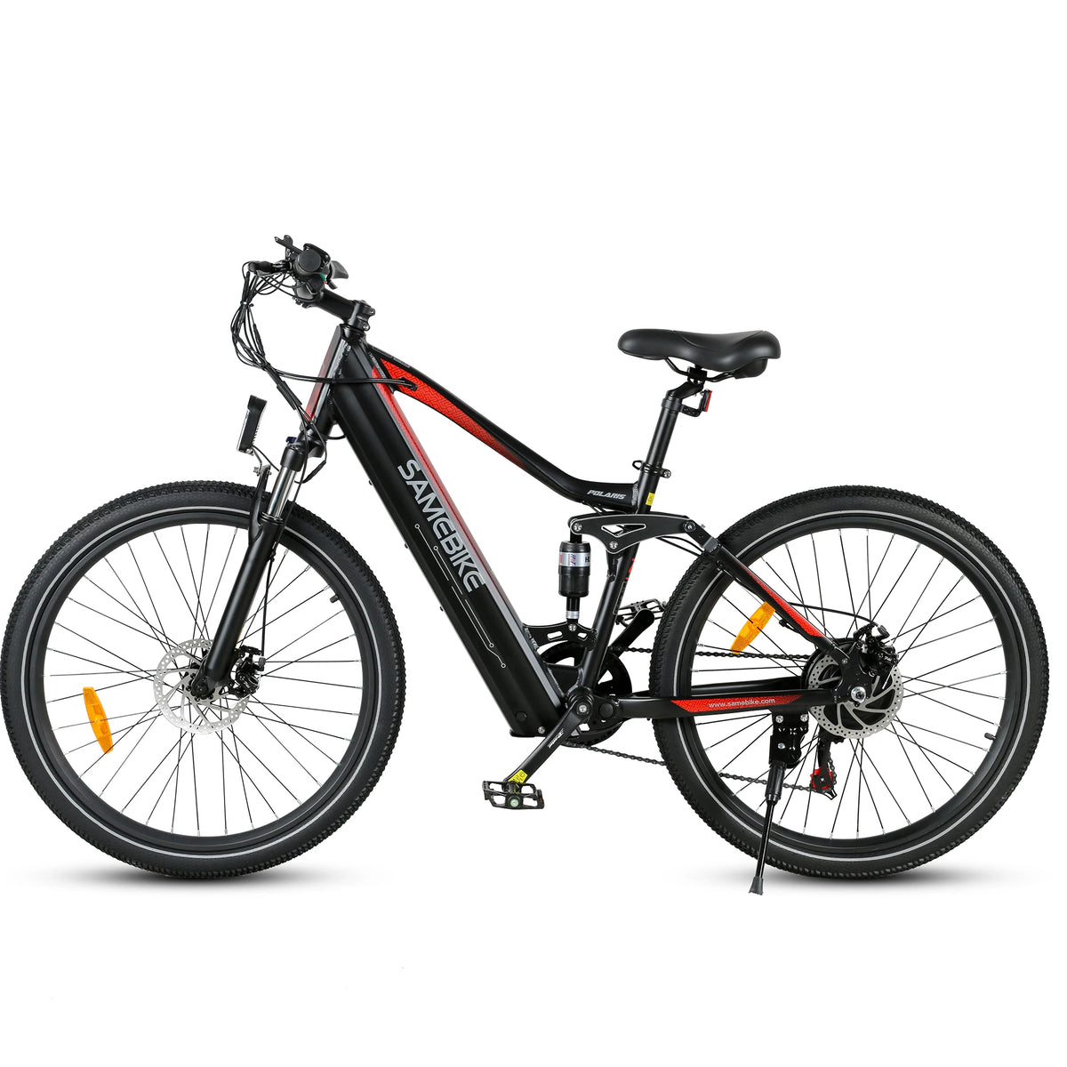 SAMEBIKE XD26-II, bicicleta eléctrica de 26 pulgadas para adultos, batería de 48V 15AH, frenos de disco hidráulicos, suspensión doble, 7 velocidades, bicicleta eléctrica ligera urbana y todoterreno con bandas reflectantes