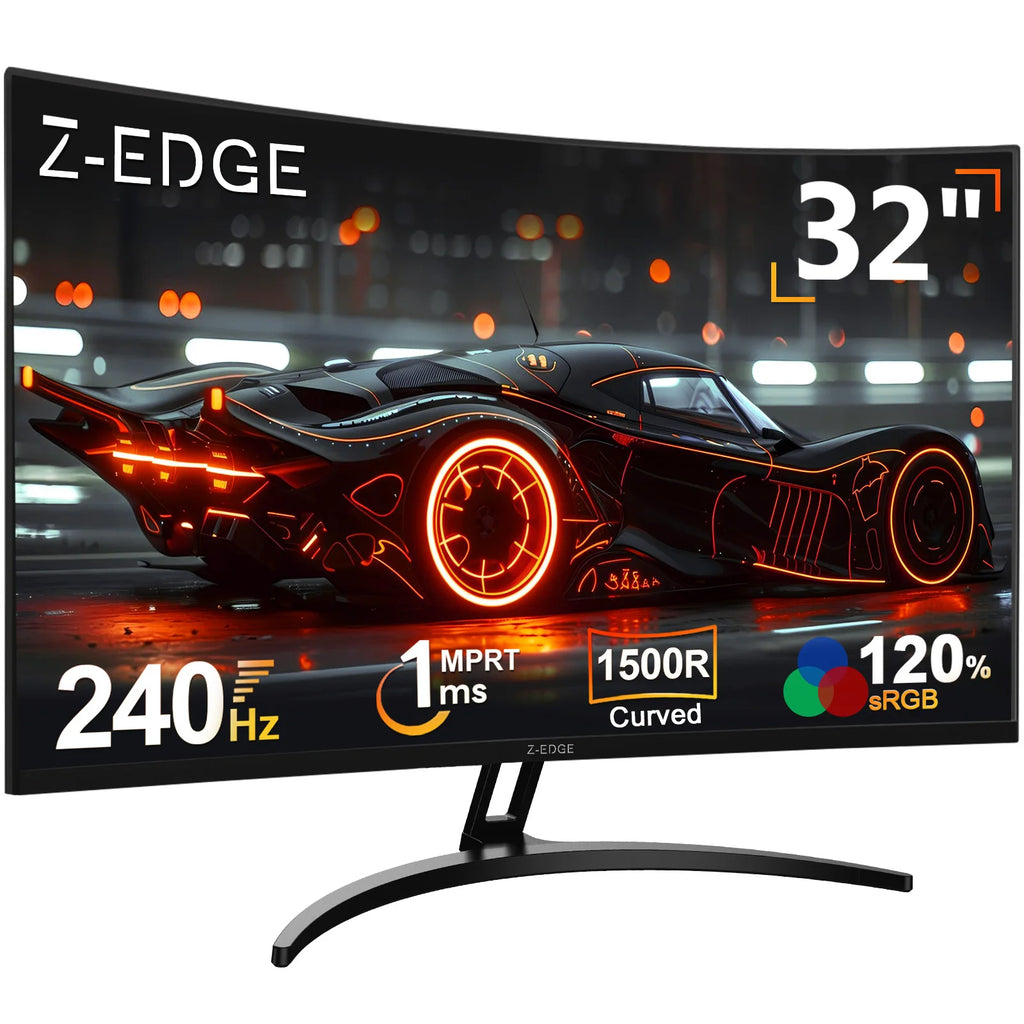 Monitor curvo para juegos Z-EDGE de 32 pulgadas, 240 Hz, monitor LED Full HD de 1920 x 1080, panel VA de 16:9, 1 ms MPRT, FreeSync, HDR10, brillo de 280 cd/m², pantalla curva de 1500R, 120 % sRGB, 3500:1, compatible con VESA