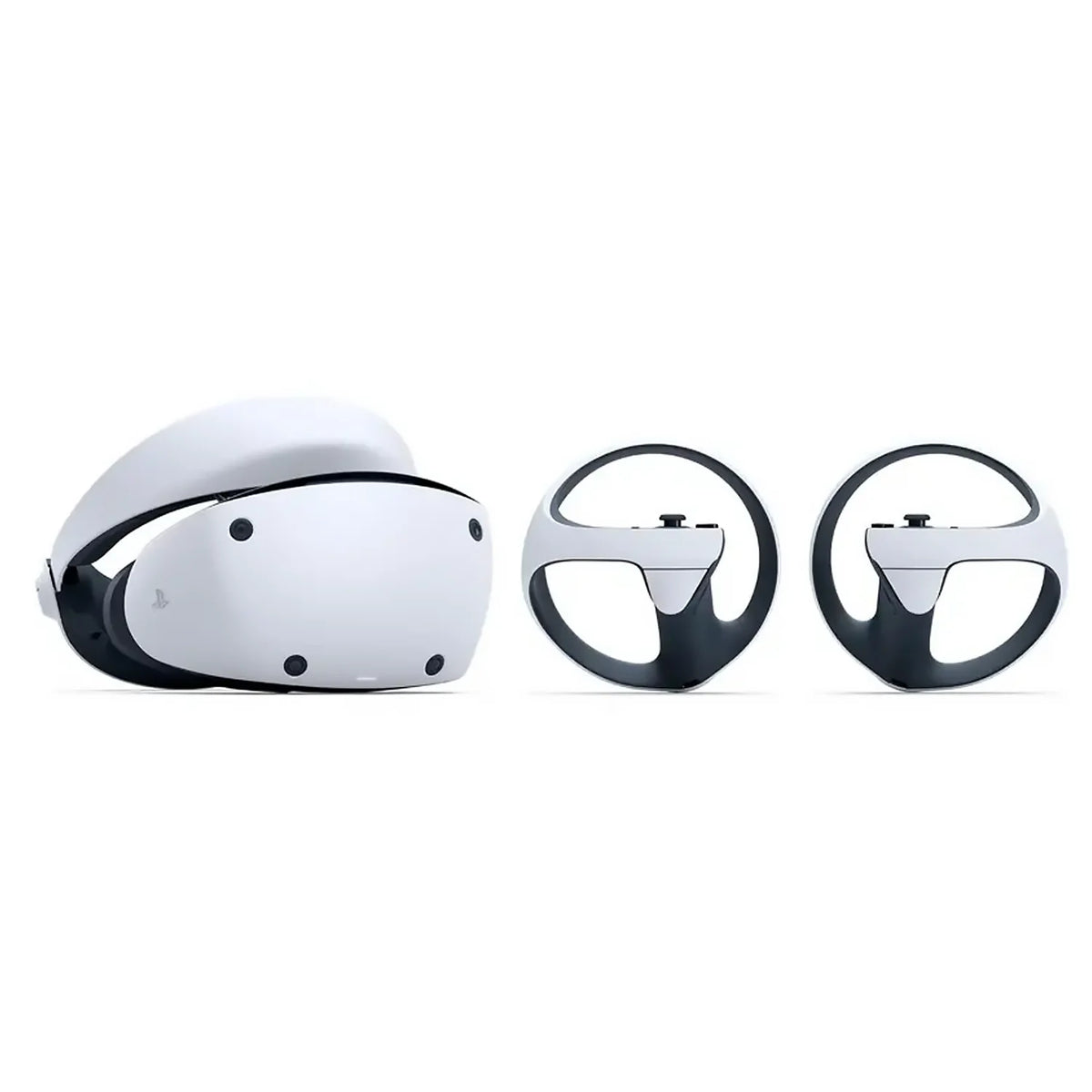 Visor VR2 blanco con mandos circulares negros, conjunto de realidad virtual