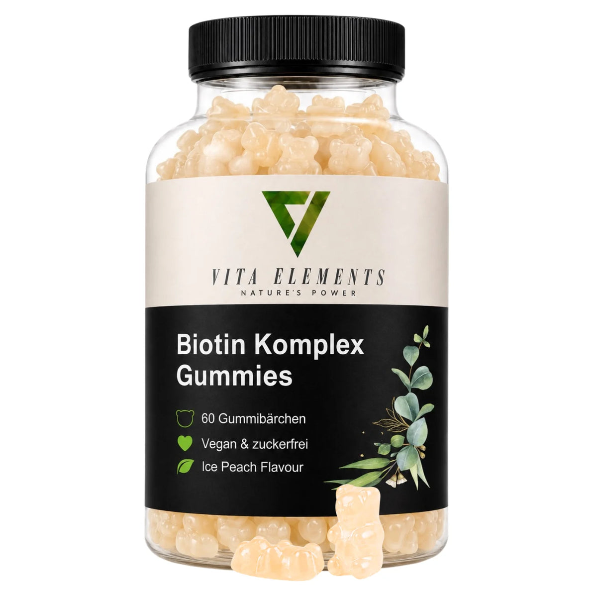 Gomitas de Biotina Compleja |     Probado en laboratorio en Alemania |     Suplementos para la salud |     Vitaminas de Belleza |     Con 5.000 µg de biotina |     Sin Adiciones Innecesarias |     Vegano |     60 gomitas