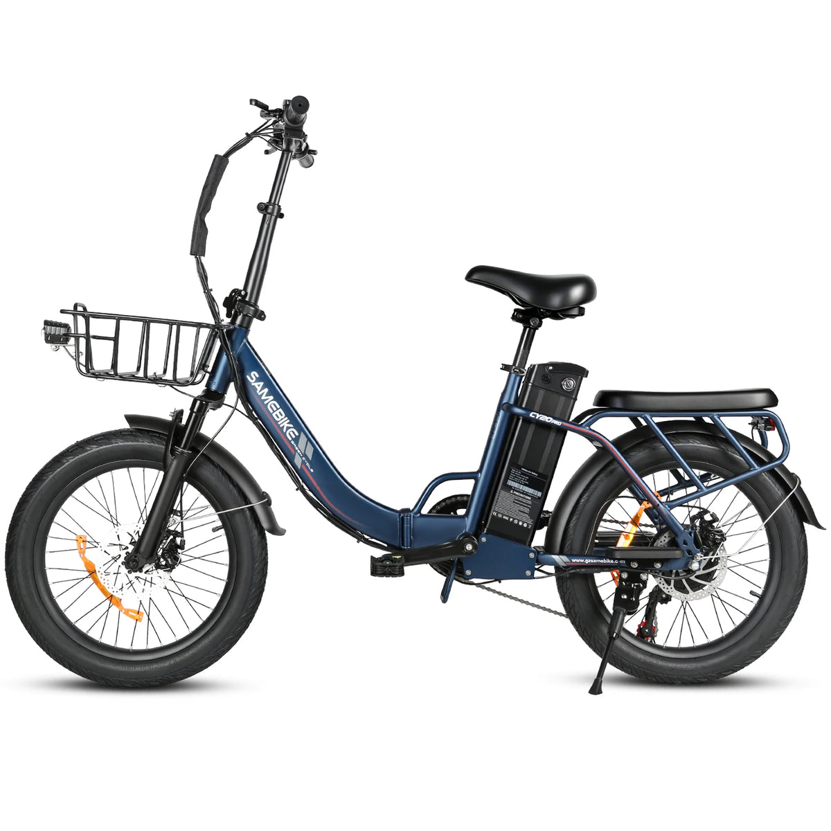 SAMEBIKE CY20 Pro 20-inch Fat-Tire Folding Electric Bicycle | 48V 13A Detachable Battery | Peak 50N·m Hub Motor | All-Terrain Commuting and Off-Road Dual-Purpose | Cargo-Capable Portable E-Bike, Adult Electric Bicycle