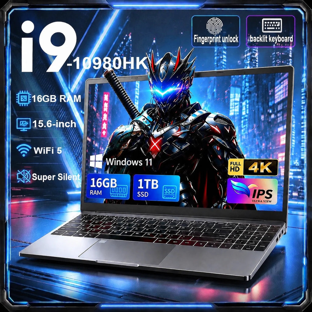 Intel Laptop 15.6 inch Windows11 Pro I9 Notebook Office Gaming Intel Core I9-10980HK 16GB RAM 1TB 2TB SSD Fingerprint UnIock Laptops Notebook Computer Backlit Keyboard