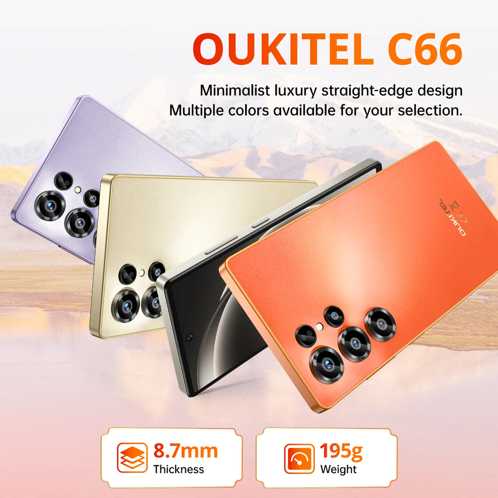 Teléfono Celular Desbloqueado OUKITEL C66 Android 16, Pantalla de 6.73 Pulgadas, Smartphone, 16GB+128GB/1TB, Batería de 5000mAh
